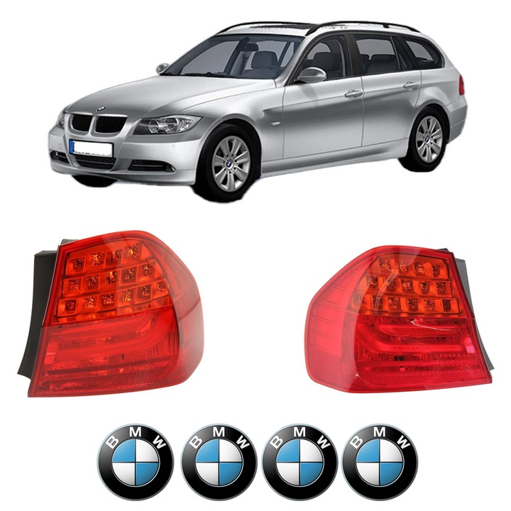 Set Stopuri Spate Stanga Dreapta BMW Seria 3 Touring (E91) din 2004-2012, Auto, DEPO, 4x Stickere auto cu BMW