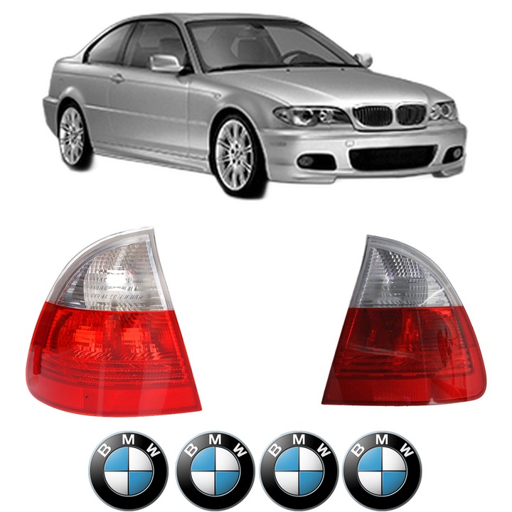 Set Stopuri Spate Stanga Dreapta BMW Seria 3 Coupe (E46) din 1998-2006, Auto, TYC, 4x Stickere auto cu BMW