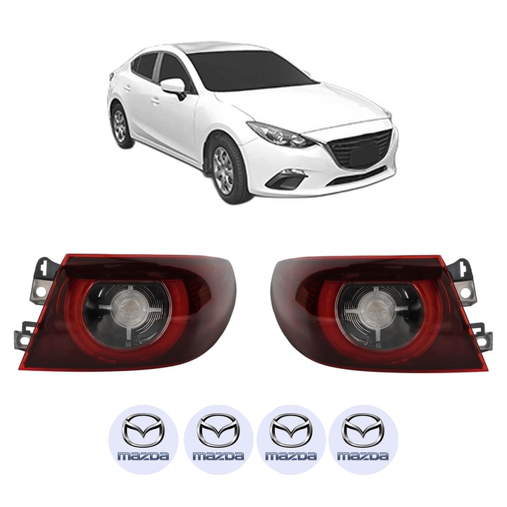 Set Stopuri Spate Stanga Dreapta MAZDA 3 Saloon (BP_) din 2018-2024, Auto, DEPO, 4x Stickere auto cu MAZDA