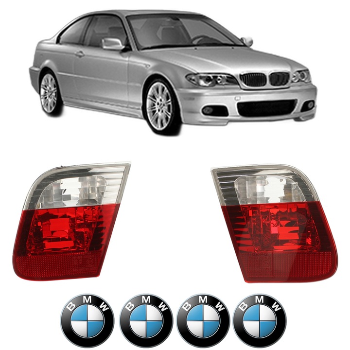 Set Stopuri Spate Stanga Dreapta BMW Seria 3 Coupe (E46) din 1998-2006, Auto, DEPO, 4x Stickere auto cu BMW