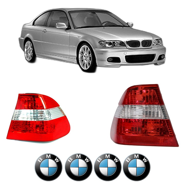 Set Stopuri Spate Stanga Dreapta BMW Seria 3 Coupe (E46) din 1998-2006, Auto, DEPO, 4x Stickere auto cu BMW