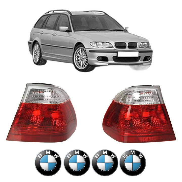 Set Stopuri Spate Stanga Dreapta BMW Seria 3 Touring (E46) din 1999-2005, Auto, DEPO, 4x Stickere auto cu BMW