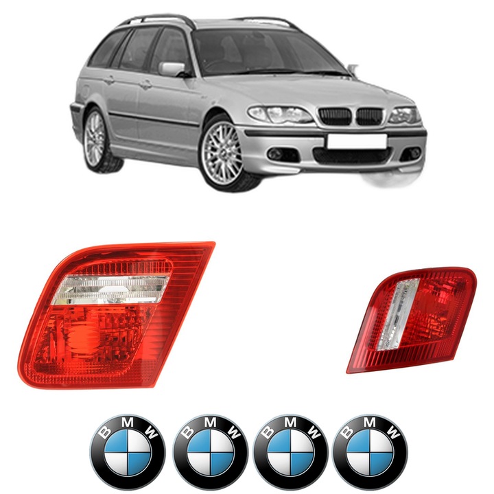 Set Stopuri Spate Stanga Dreapta BMW Seria 3 Touring (E46) din 1999-2005, Auto, DEPO, 4x Stickere auto cu BMW