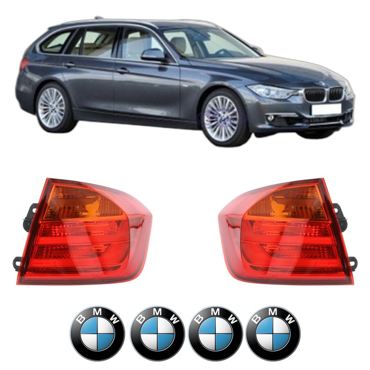 Set Stopuri Spate Stanga Dreapta BMW Seria 3 Touring (F31) din 2012-2019, Auto, DEPO, 4x Stickere auto cu BMW