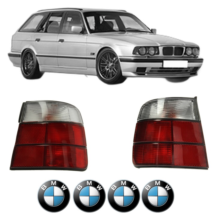 Set Stopuri Spate Stanga Dreapta BMW Seria 5 Touring (E34) din 1991-1996, Auto, DEPO, 4x Stickere auto cu BMW