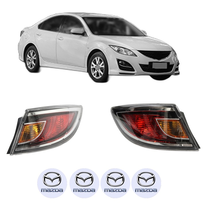 Set Stopuri Spate Stanga Dreapta MAZDA 6 Hatchback (GH) din 2007-2013, Auto, DEPO, 4x Stickere auto cu MAZDA