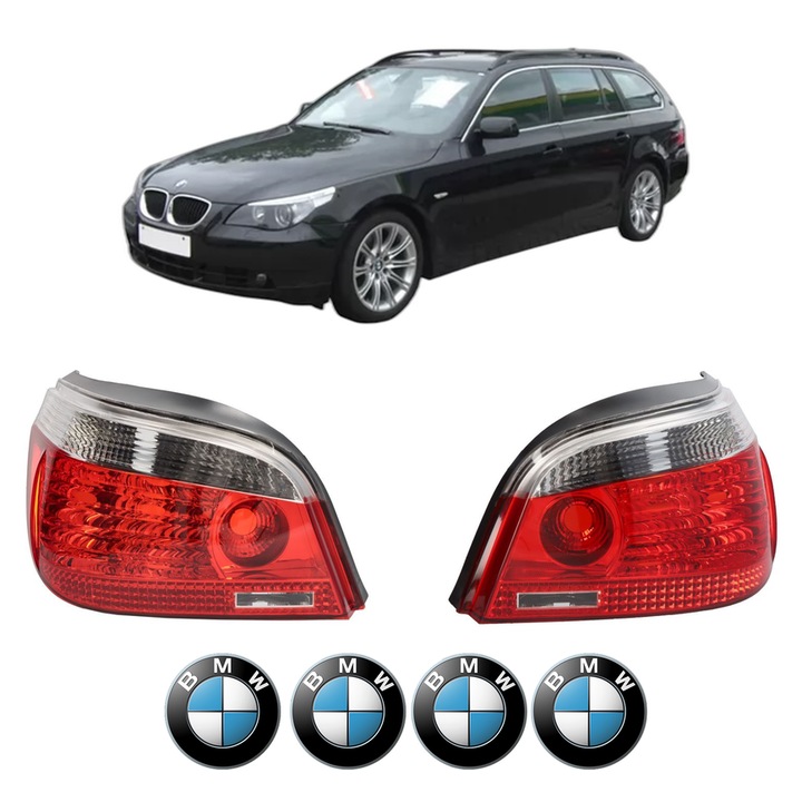 Set Stopuri Spate Stanga Dreapta BMW Seria 5 Touring (E61) din 2004-2010, Auto, TYC, 4x Stickere auto cu BMW