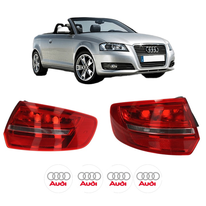 Set Stopuri Spate Stanga Dreapta AUDI A3 Convertible (8P7) din 2008-2013, Auto, DEPO, 4x Stickere auto cu AUDI