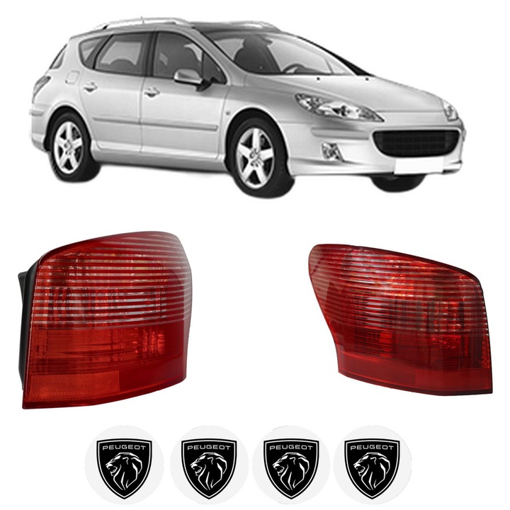 Set Stopuri Spate Stanga Dreapta PEUGEOT 407 SW (6E_, 6D_) din 2004-2010, Auto, DEPO, 4x Stickere auto cu PEUGEOT