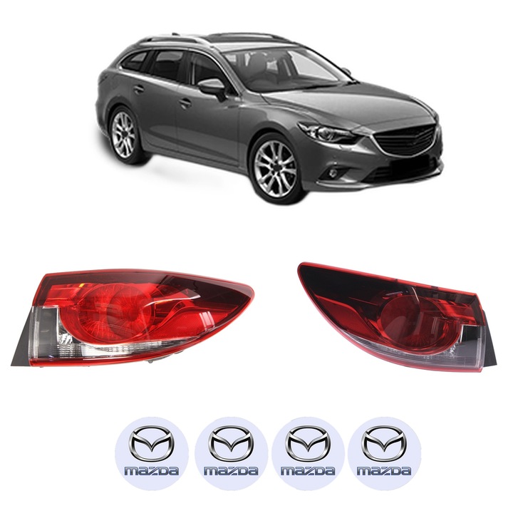 Set Stopuri Spate Stanga Dreapta MAZDA 6 Estate (GJ, GL) din 2012-2020, Auto, DEPO, 4x Stickere auto cu MAZDA