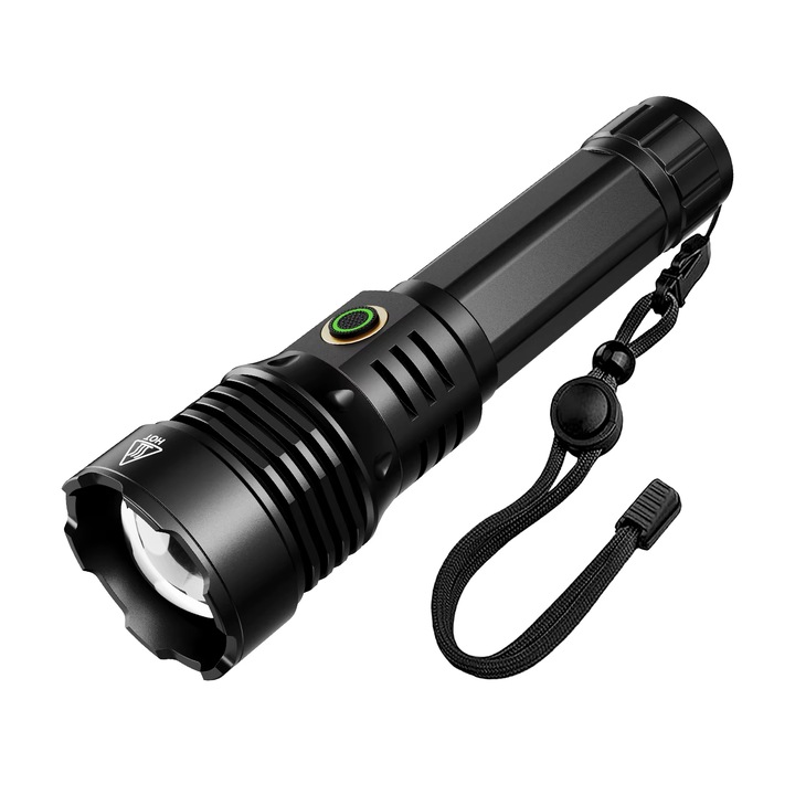 Lanterna tactica Hellius YD-01, 1350 lm, USB-C, baterie 21700, 1000 m, 12h, IP65, SOS, Power Bank