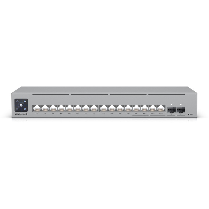 Switch Ubiquiti UniFi USW-Pro-Max-16-PoE-EU, Managed Layer 3, 16 porturi Gigabit RJ45, PoE+, 2x SFP+