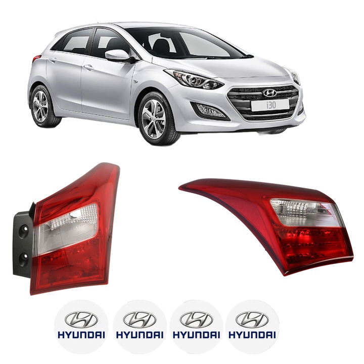 Set Stopuri Spate Stanga Dreapta HYUNDAI i30 (GD) din 2011-2016, Auto, DEPO, 4x Stickere auto cu HYUNDAI