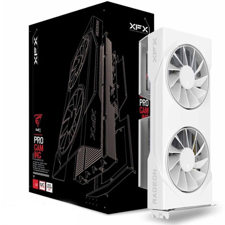 Placa video XFX Swift AMD Radeon™ RX 9060 XT OC White Gaming Edition, 8GB GDDR6, 128-bit
