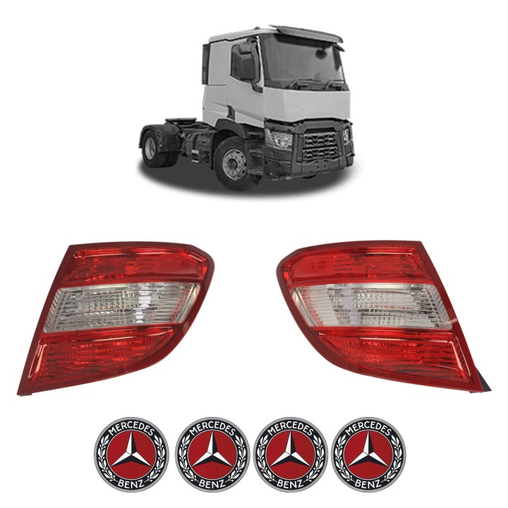Set Stopuri Spate Stanga Dreapta MERCEDES-BENZ C din 1993-2021, Auto, DEPO, 4x Stickere auto cu MERCEDES-BENZ