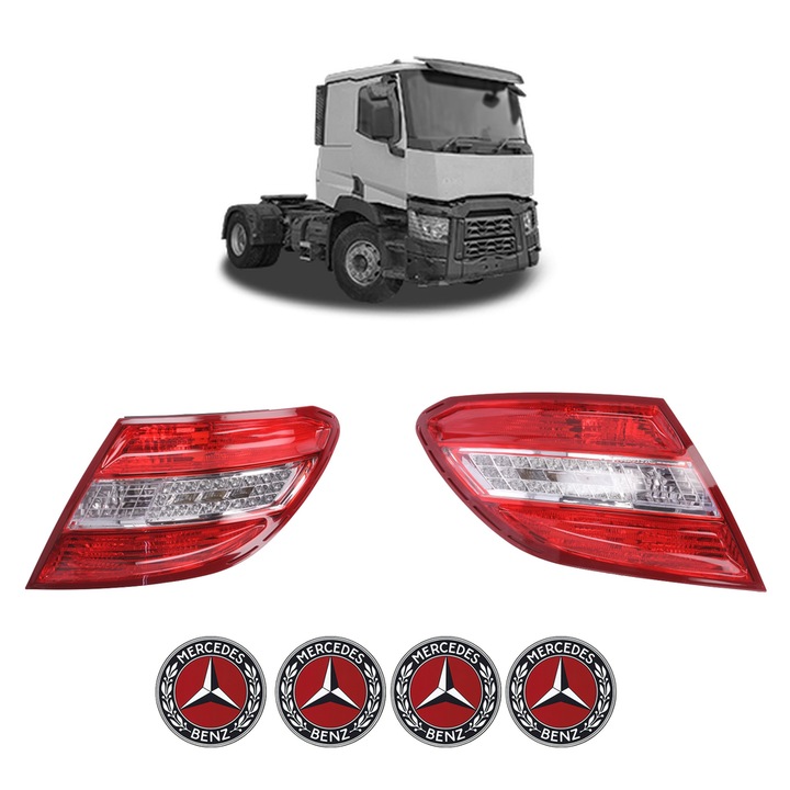 Set Stopuri Spate Stanga Dreapta MERCEDES-BENZ C din 1993-2021, Auto, DEPO, 4x Stickere auto cu MERCEDES-BENZ