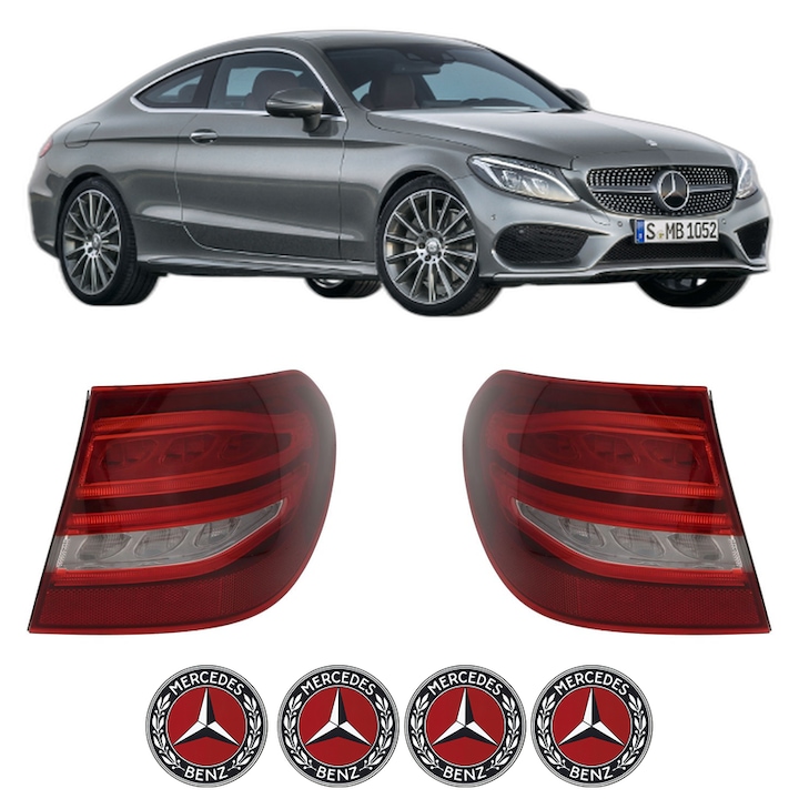 Set Stopuri Spate Stanga Dreapta MERCEDES-BENZ C-CLASS Coupe (C205) din 2015-2023, Auto, DEPO, 4x Stickere auto cu MERCEDES-BENZ