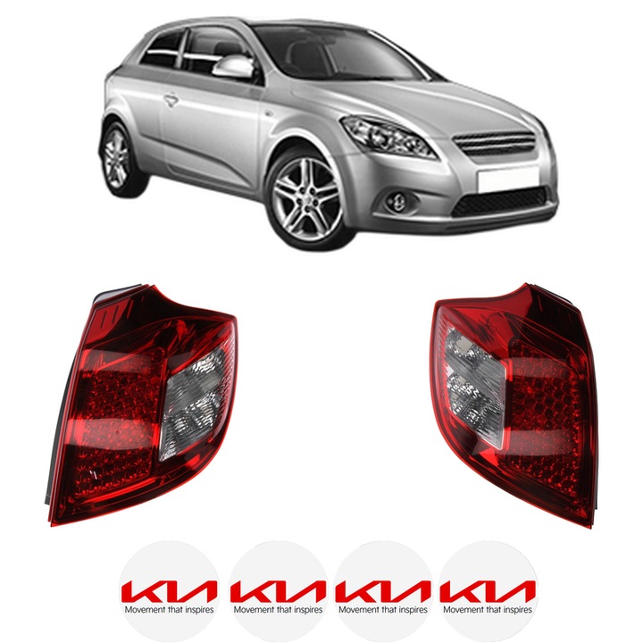 Set Stopuri Spate Stanga Dreapta KIA CEE'D Hatchback (ED) din 2006-2012, Auto, DEPO, 4x Stickere auto cu KIA