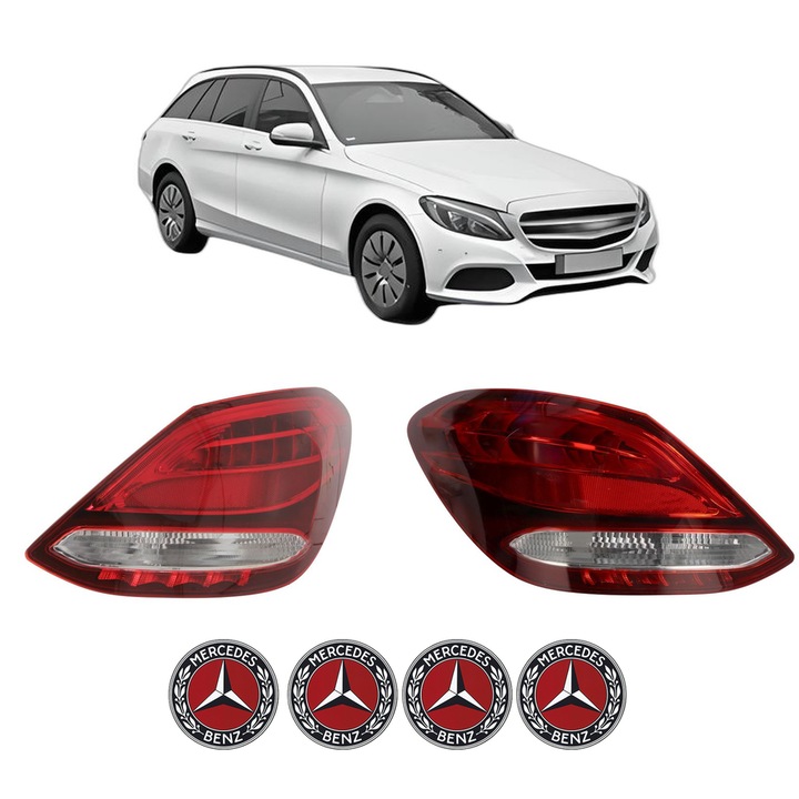 Set Stopuri Spate Stanga Dreapta MERCEDES-BENZ C-CLASS T-Model (S205) din 2014-2021, Auto, DEPO, 4x Stickere auto cu MERCEDES-BENZ