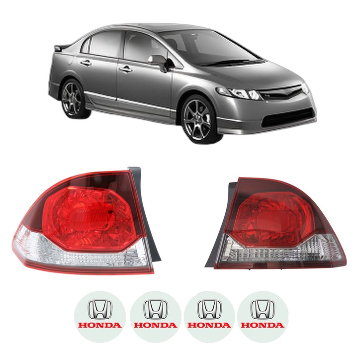 Set Stopuri Spate Stanga Dreapta HONDA CIVIC VIII Saloon (FD, FA) din 2005-2013, Auto, TYC, 4x Stickere auto cu HONDA