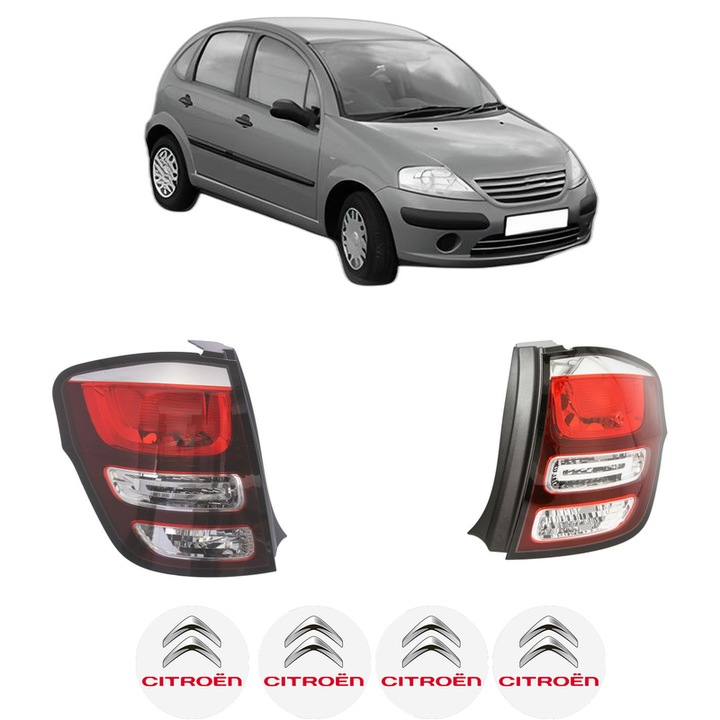 Set Stopuri Spate Stanga Dreapta CITROEN C3 I (FC_, FN_) din 2002-2012, Auto, TYC, 4x Stickere auto cu CITROEN