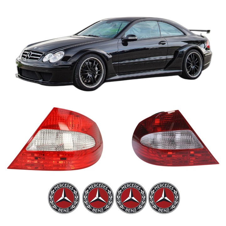 Set Stopuri Spate Stanga Dreapta MERCEDES-BENZ CLK (C209) din 2002-2009, Auto, DEPO, 4x Stickere auto cu MERCEDES-BENZ