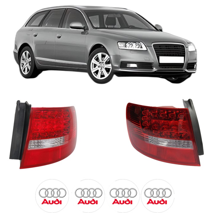 Set Stopuri Spate Stanga Dreapta AUDI A6 C6 Avant (4F5) din 2004-2011, Auto, DEPO, 4x Stickere auto cu AUDI