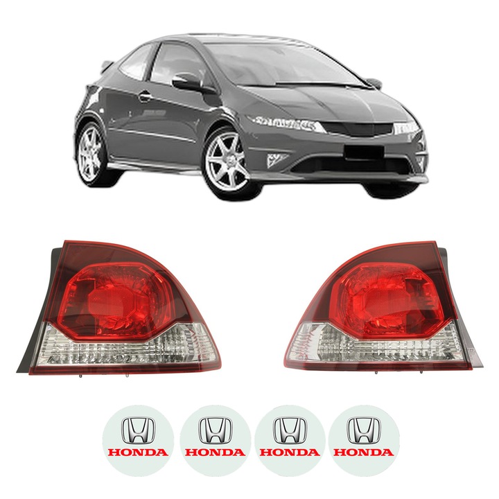 Set Stopuri Spate Stanga Dreapta HONDA CIVIC VIII Hatchback (FN, FK) din 2005-2012, Auto, DEPO, 4x Stickere auto cu HONDA
