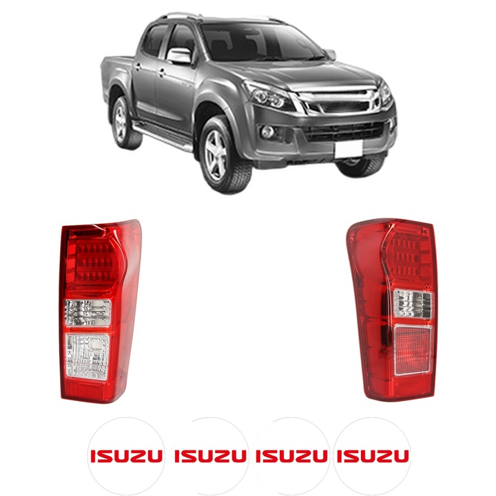 Set Stopuri Spate Stanga Dreapta ISUZU D-MAX II (TFR, TFS) din 2012-2022, Auto, DEPO, 4x Stickere auto cu ISUZU