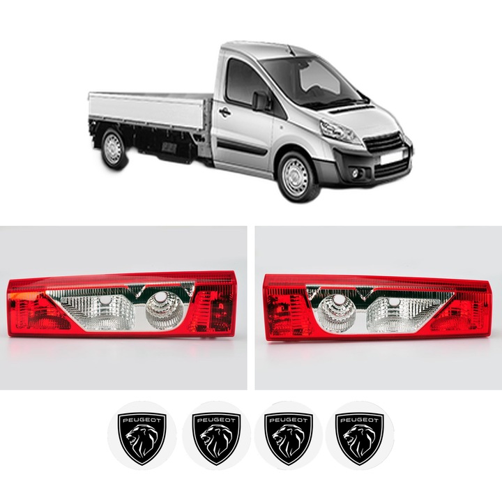 Set Stopuri Spate Stanga Dreapta PEUGEOT EXPERT Platform/Chassis din 2007-2016, Auto, DEPO, 4x Stickere auto cu PEUGEOT