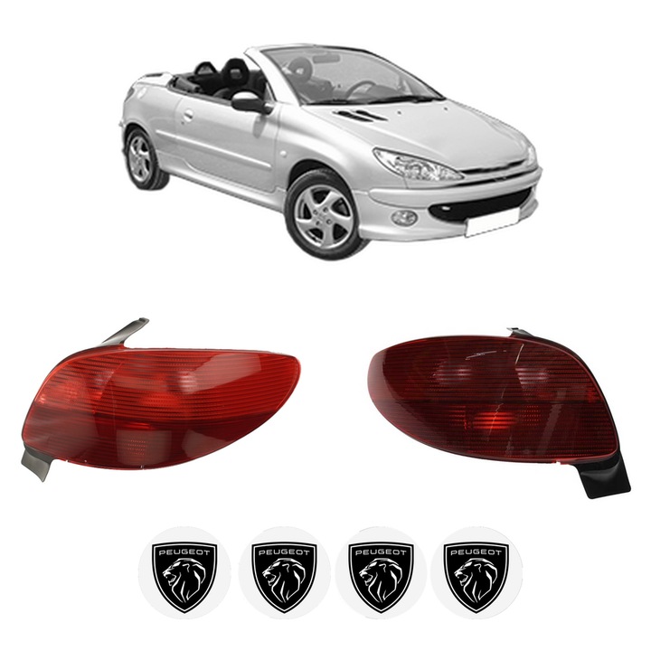 Set Stopuri Spate Stanga Dreapta PEUGEOT 206 CC (2D) din 2000-2007, Auto, DEPO, 4x Stickere auto cu PEUGEOT