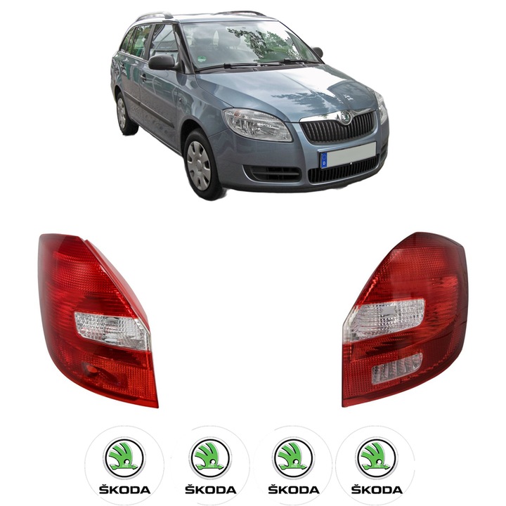 Set Stopuri Spate Stanga Dreapta SKODA FABIA II Combi (545) din 2007-2014, Auto, TYC, 4x Stickere auto cu SKODA