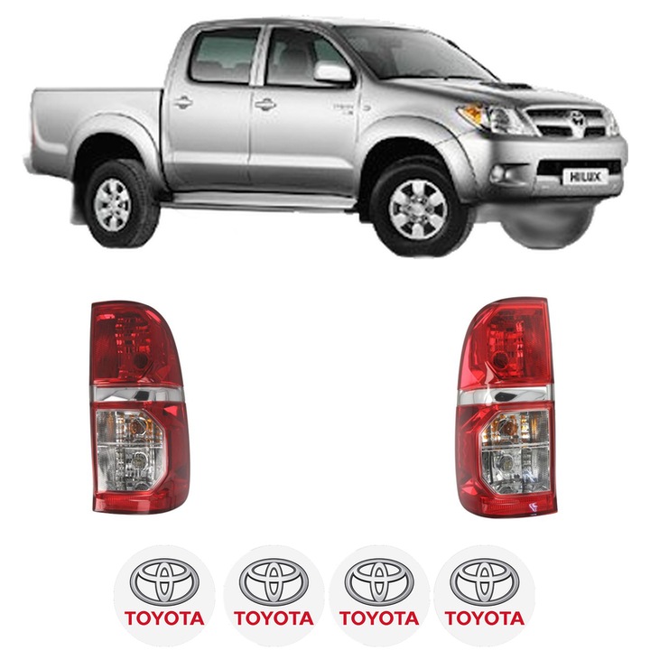 Set Stopuri Spate Stanga Dreapta TOYOTA HILUX VII Pickup (_N1_, _N2_, _N3_) din 2004-2015, Auto, DEPO, 4x Stickere auto cu TOYOTA