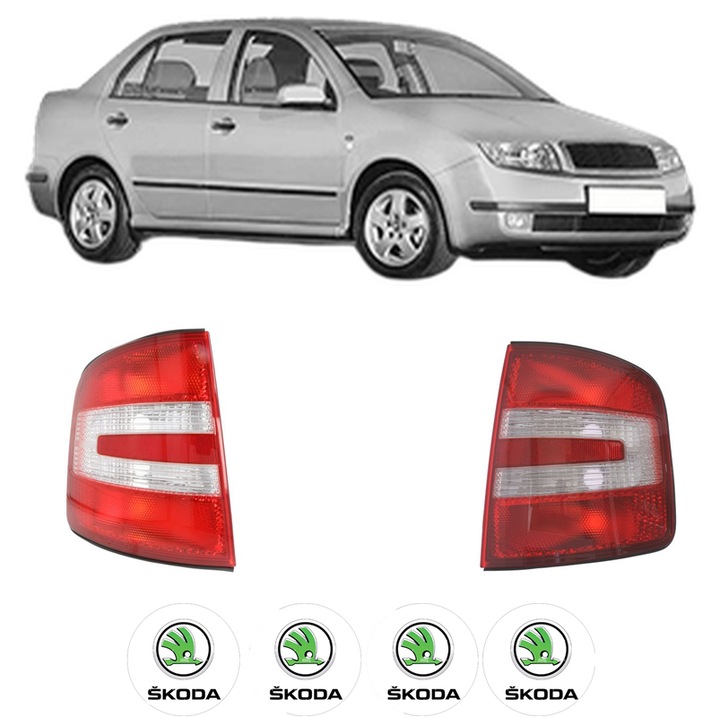 Set Stopuri Spate Stanga Dreapta SKODA FABIA I Saloon (6Y3) din 1999-2007, Auto, TYC, 4x Stickere auto cu SKODA