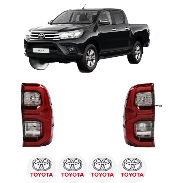 Set Stopuri Spate Stanga Dreapta TOYOTA HILUX VIII Pickup (_N1_) din 2015-2020, Auto, DEPO, 4x Stickere auto cu TOYOTA