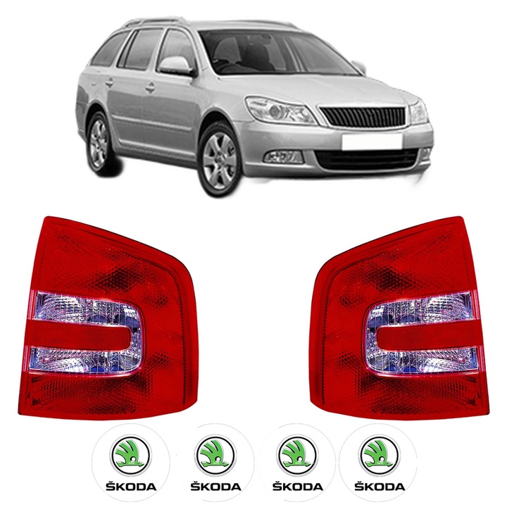 Set Stopuri Spate Stanga Dreapta SKODA OCTAVIA II Combi (1Z5) din 2004-2013, Auto, DEPO, 4x Stickere auto cu SKODA