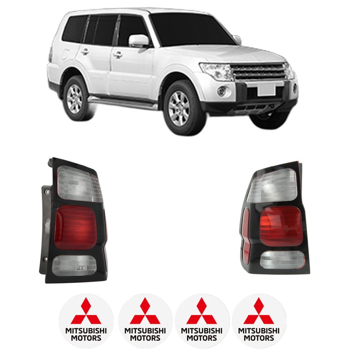 Set Stopuri Spate Stanga Dreapta MITSUBISHI PAJERO IV Van (V9_, V8_, V8_V) din 2006-2010, Auto, DEPO, 4x Stickere auto cu MITSUBISHI