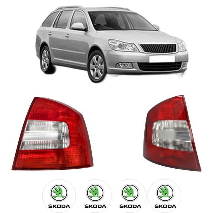 Set Stopuri Spate Stanga Dreapta SKODA OCTAVIA II Combi (1Z5) din 2004-2013, Auto, DEPO, 4x Stickere auto cu SKODA