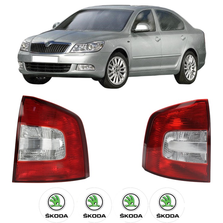 Set Stopuri Spate Stanga Dreapta SKODA OCTAVIA II (1Z3) din 2004-2013, Auto, DEPO, 4x Stickere auto cu SKODA