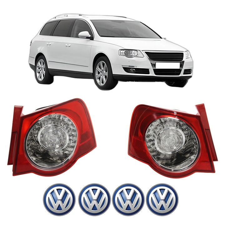 Set Stopuri Spate Stanga Dreapta Volkswagen PASSAT B6 Variant (3C5) din 2005-2011, Auto, DEPO, 4x Stickere auto cu Volkswagen