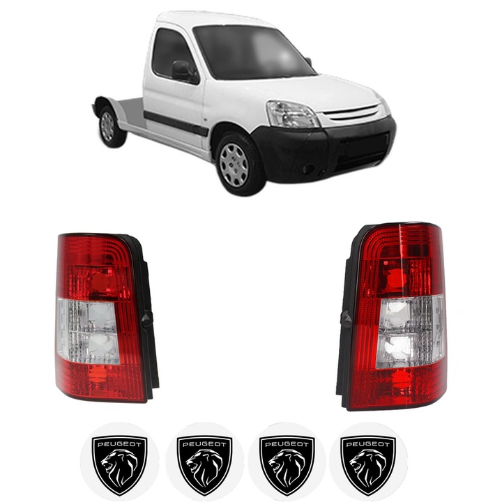 Set Stopuri Spate Stanga Dreapta PEUGEOT PARTNER Platform/Chassis (5_, G_) din 1997-2008, Auto, TYC, 4x Stickere auto cu PEUGEOT