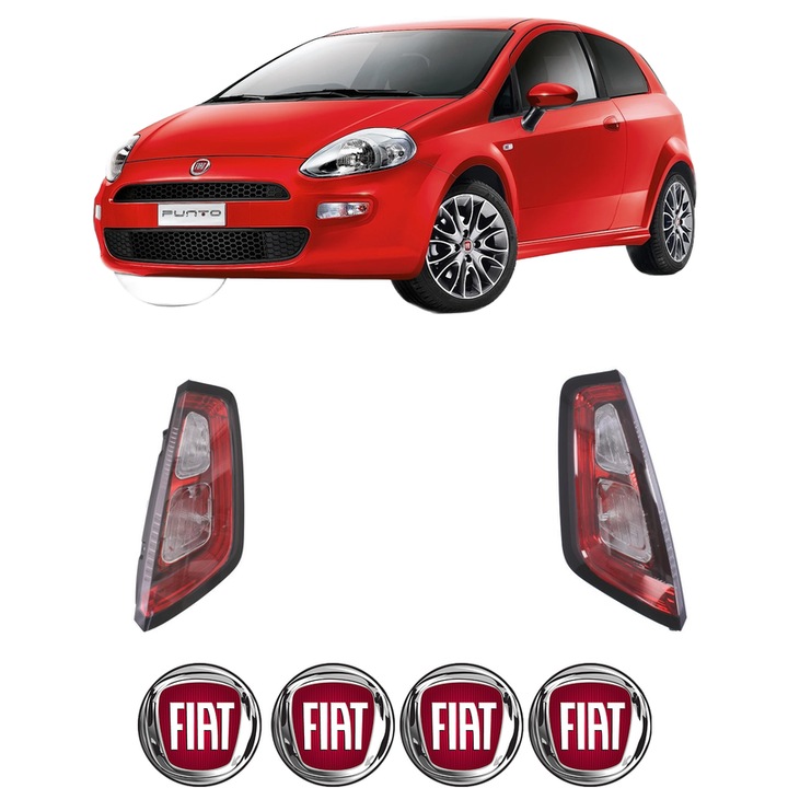 Set Stopuri Spate Stanga Dreapta FIAT PUNTO EVO Hatchback Van (199_) din 2009-2012, Auto, DEPO, 4x Stickere auto cu FIAT