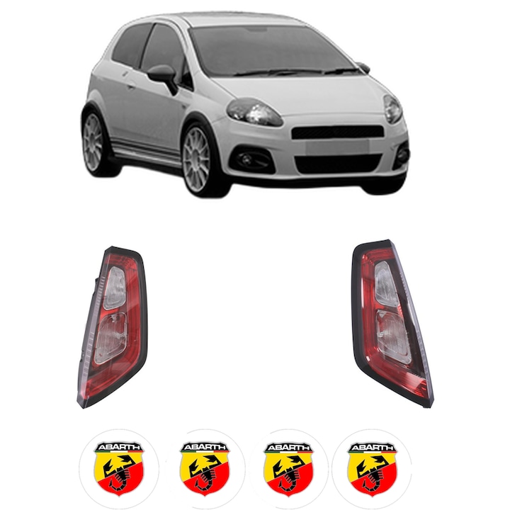 Set Stopuri Spate Stanga Dreapta ABARTH PUNTO din 1999-2018, Auto, DEPO, 4x Stickere auto cu ABARTH