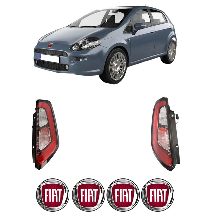 Set Stopuri Spate Stanga Dreapta FIAT PUNTO Hatchback Van (199_) din 2008-2012, Auto, DEPO, 4x Stickere auto cu FIAT