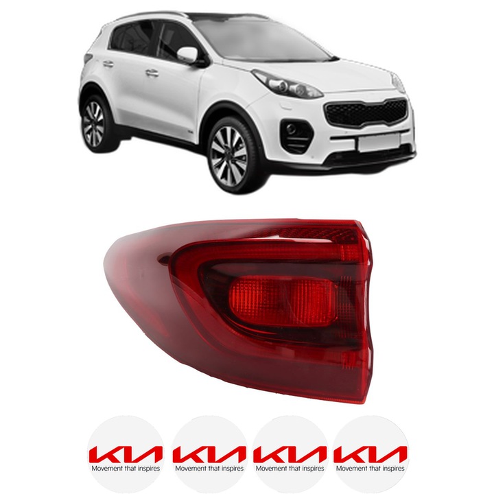 Lampa Stop Spate Stanga KIA SPORTAGE IV VAN (QL, QLE) din 2018-2019, Auto, DEPO, 4x Stickere auto cu KIA