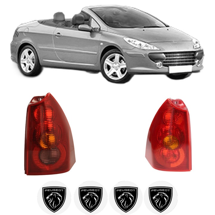 Set Stopuri Spate Stanga Dreapta PEUGEOT 307 CC (3B) din 2003-2009, Auto, DEPO, 4x Stickere auto cu PEUGEOT