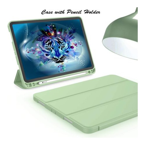Husa Smart Cover compatibila cu iPad Air M4 11" 2026, slot Apple Pencil, verde deschis