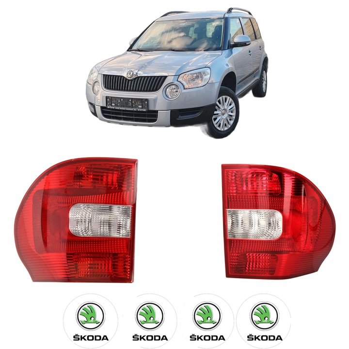 Set Stopuri Spate Stanga Dreapta SKODA YETI (5L) din 2009-2017, Auto, DEPO, 4x Stickere auto cu SKODA