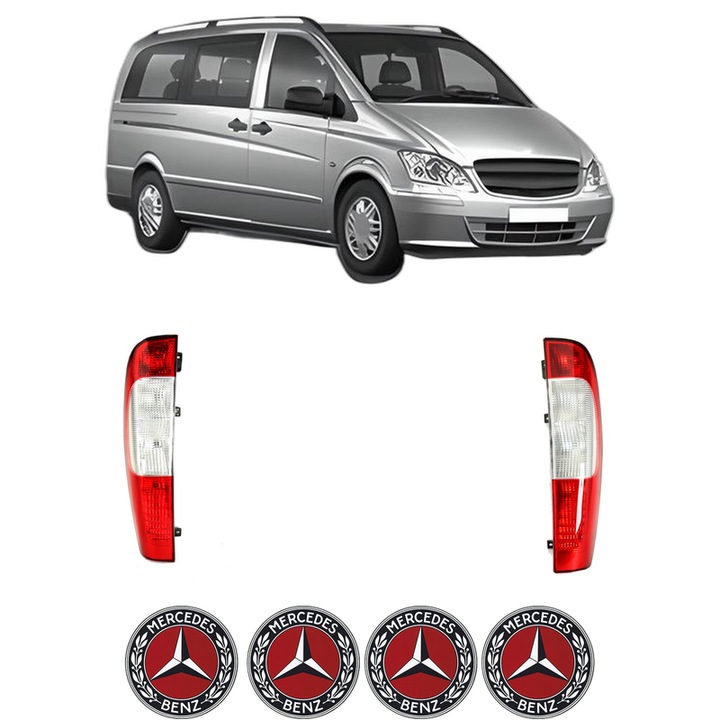 Set Stopuri Spate Stanga Dreapta MERCEDES-BENZ VITO Bus (W639) din 2003-2014, Auto, DEPO, 4x Stickere auto cu MERCEDES-BENZ