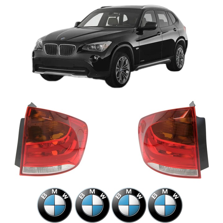 Set Stopuri Spate Stanga Dreapta BMW Seria X1 (E84) din 2009-2015, Auto, DEPO, 4x Stickere auto cu BMW